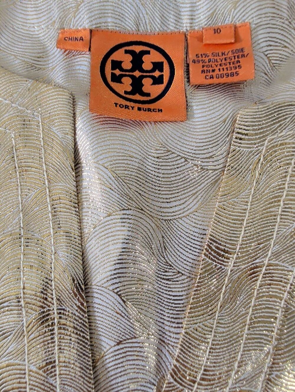 Tory Burch Gold Metallic Shift Dress Size 10 - Picture 4 of 9